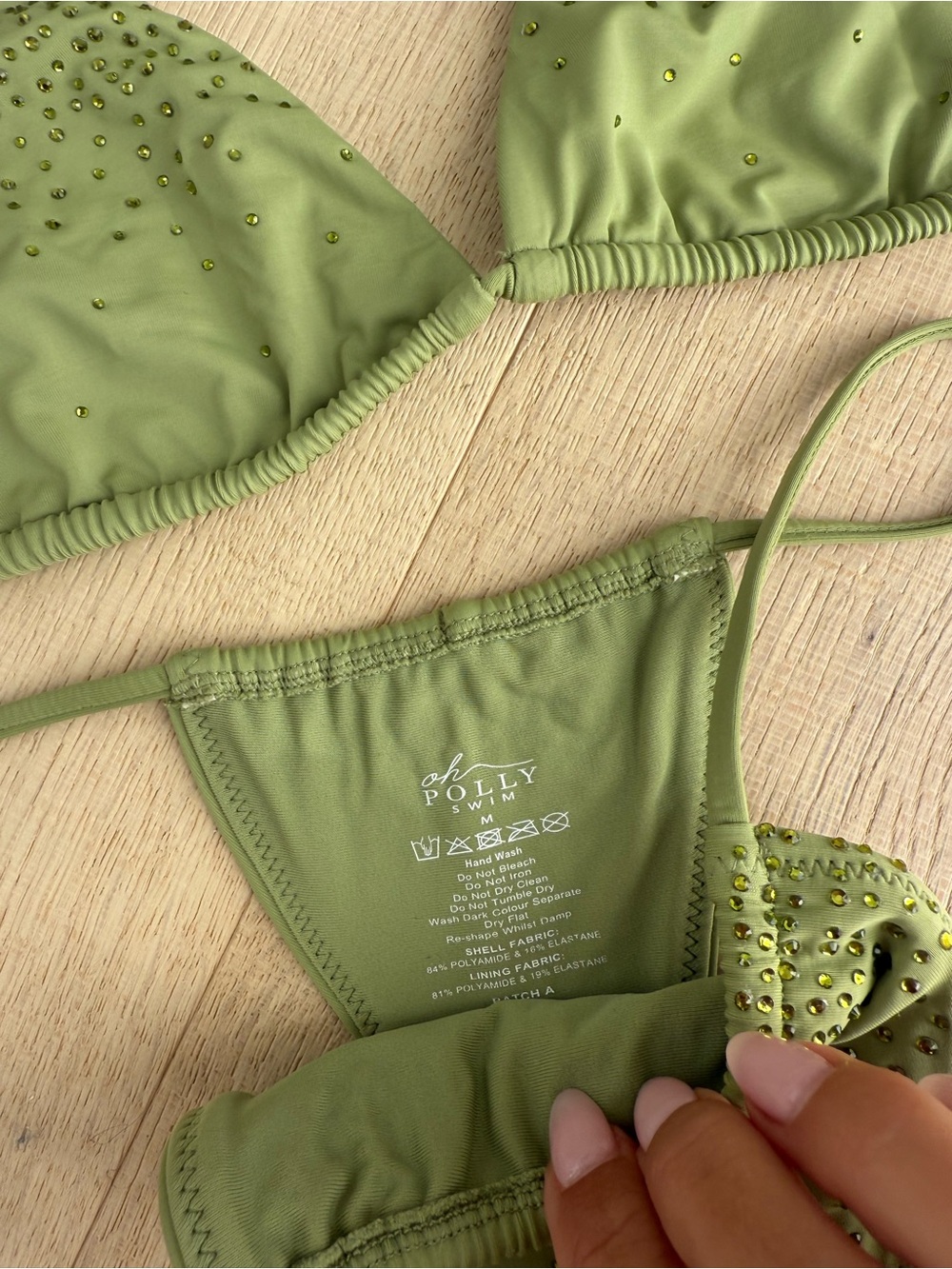 Ohpolly Green Embellished Triangle Bikini - Women Swim - Picture 4 of 6